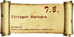 Tiringer Barbara névjegykártya